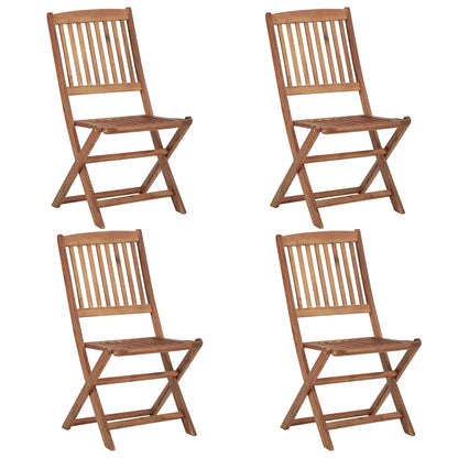 Folding Garden Chairs 4 pcs with Solid Acacia Cushions
