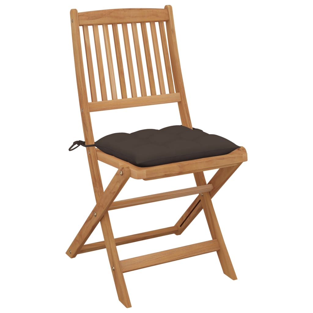 Folding Garden Chairs 4 pcs with Solid Acacia Cushions