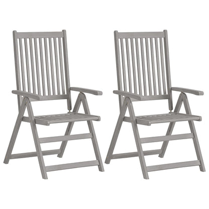 Reclining Garden Chairs 2 pcs with Solid Acacia Cushions