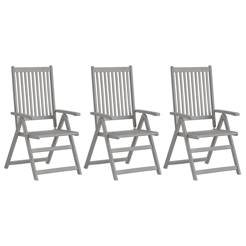 Sedie da Giardino Reclinabili 3 pz con Cuscini Massello Acacia | homemem39