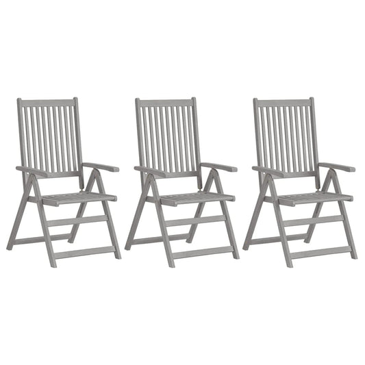 Sedie da Giardino Reclinabili 3 pz con Cuscini Massello Acacia | homemem39