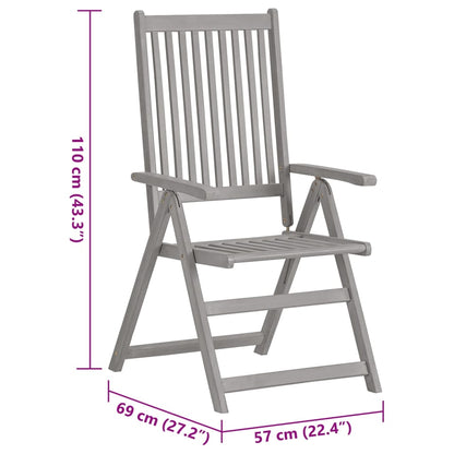 Sedie da Giardino Reclinabili 3 pz con Cuscini Massello Acacia | homemem39