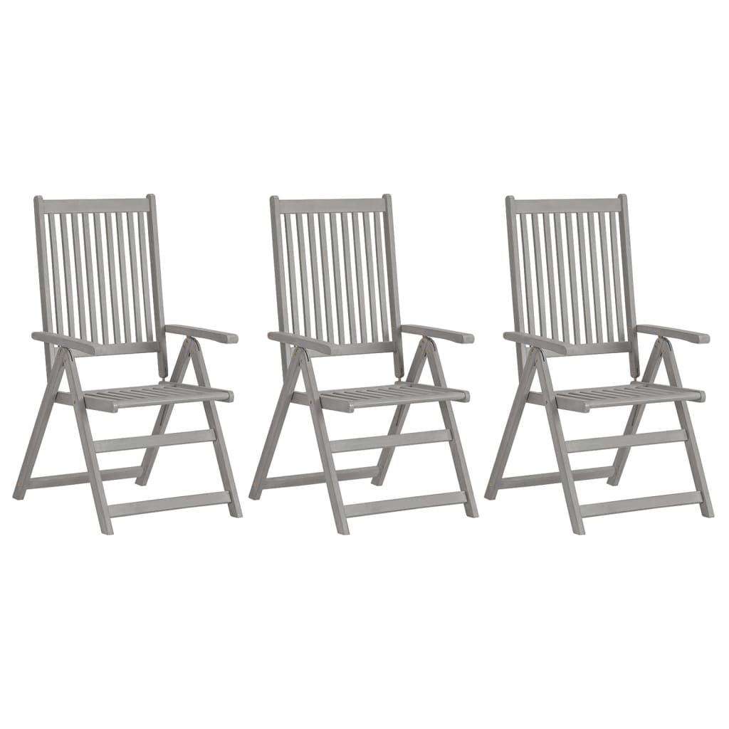 Sedie da Giardino Reclinabili 3 pz con Cuscini Massello Acacia | homemem39