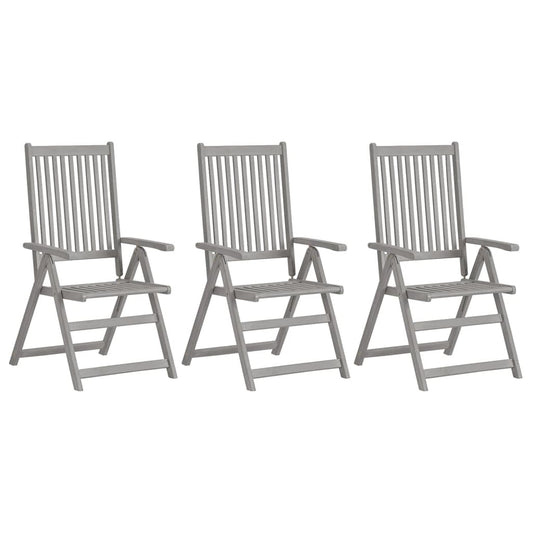 Sedie da Giardino Reclinabili 3 pz con Cuscini Massello Acacia | homemem39