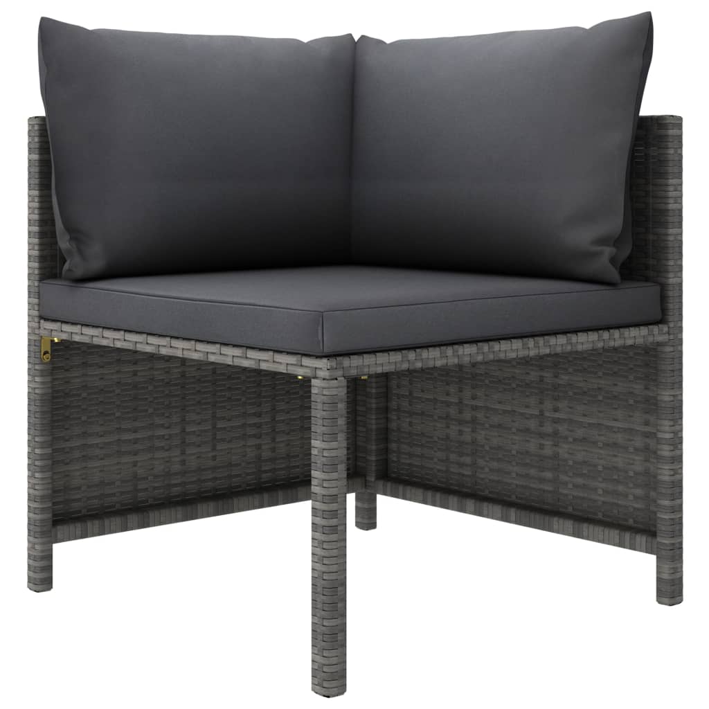 Set Divani da Giardino 3 pz con Cuscini in Polyrattan Grigio - homemem39