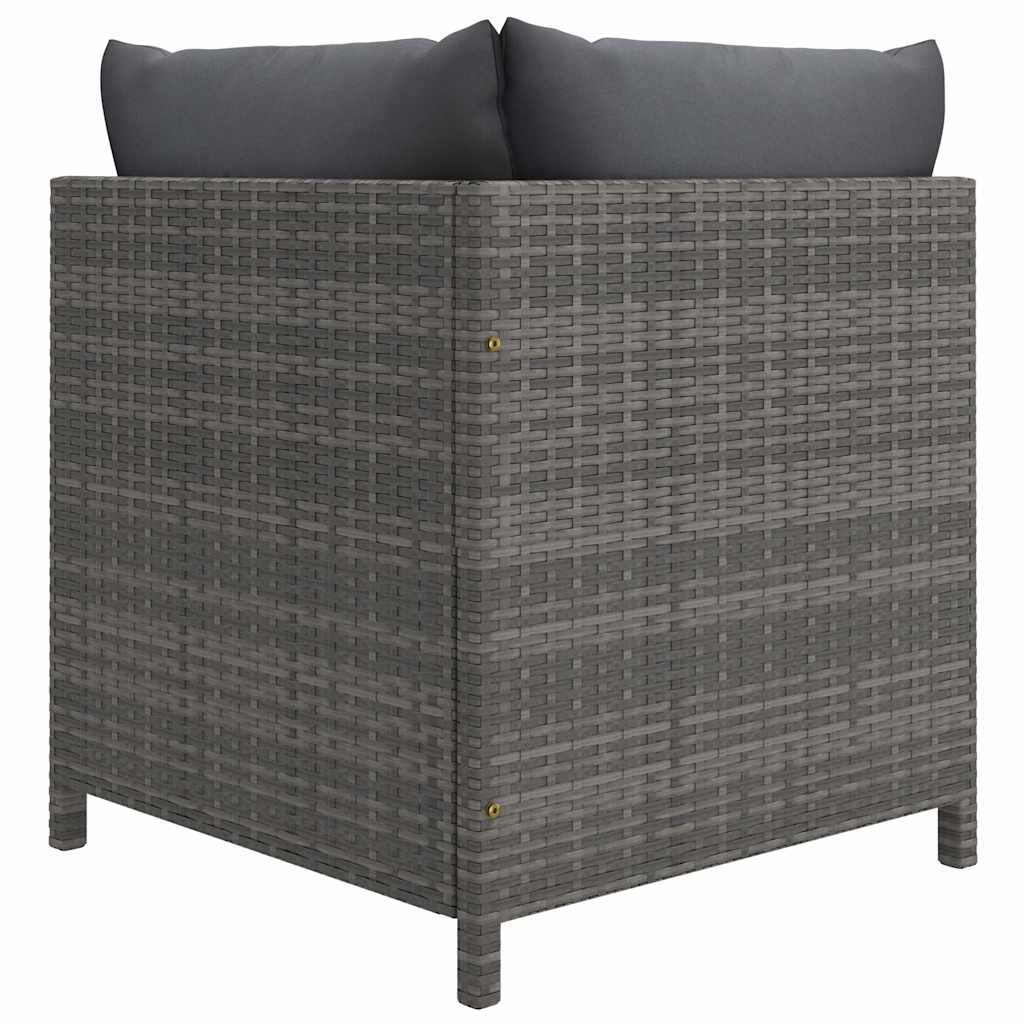 Set Divani da Giardino 6 pz con Cuscini in Polyrattan Grigio | homemem39