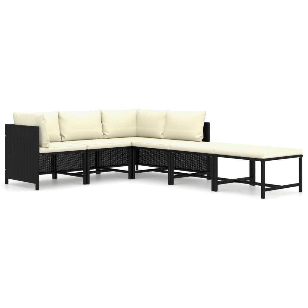 Set Divani da Giardino 6 pz con Cuscini in Polyrattan Nero - homemem39