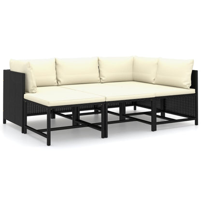 Set Divani da Giardino 6 pz con Cuscini in Polyrattan Nero - homemem39