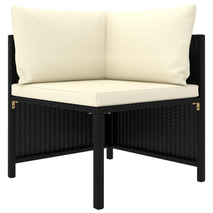 Set Divani da Giardino 6 pz con Cuscini in Polyrattan Nero | homemem39