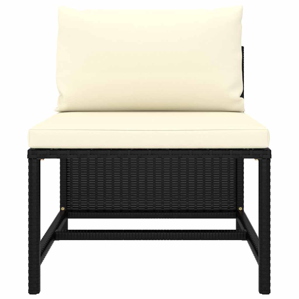 Set Divani da Giardino 7 pz con Cuscini in Polyrattan Nero