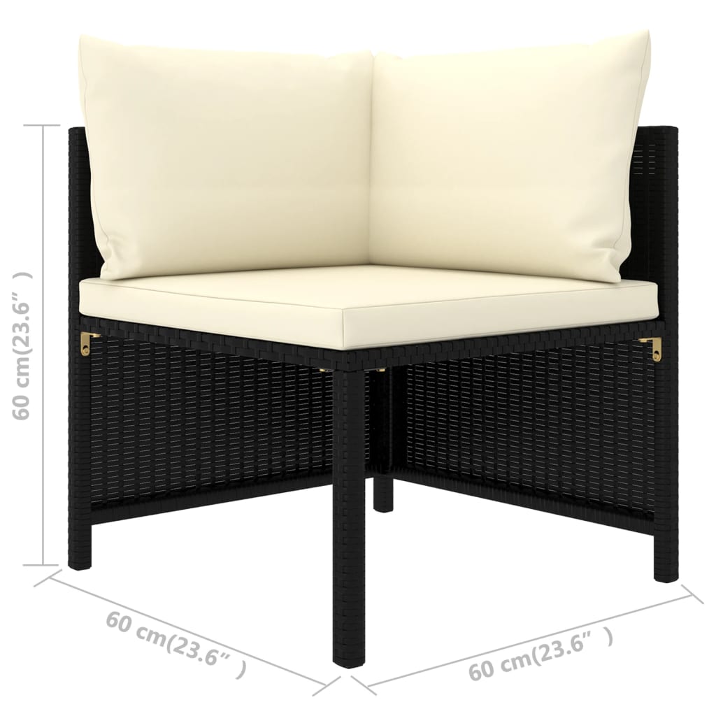 Set Divani da Giardino 8 pz con Cuscini in Polyrattan Nero | homemem39