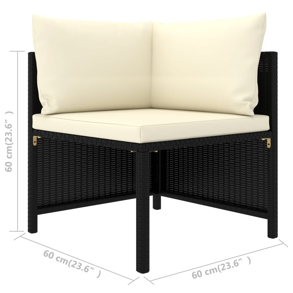 Set Divani da Giardino 10 pz con Cuscini in Polyrattan Nero | homemem39