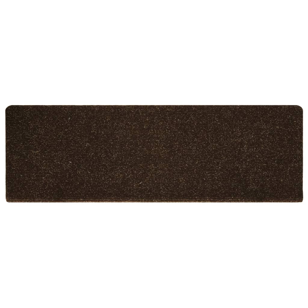 Tappetini per Scale Tessuto Agugliato 15 pz 65x21x4 cm Marrone - homemem39