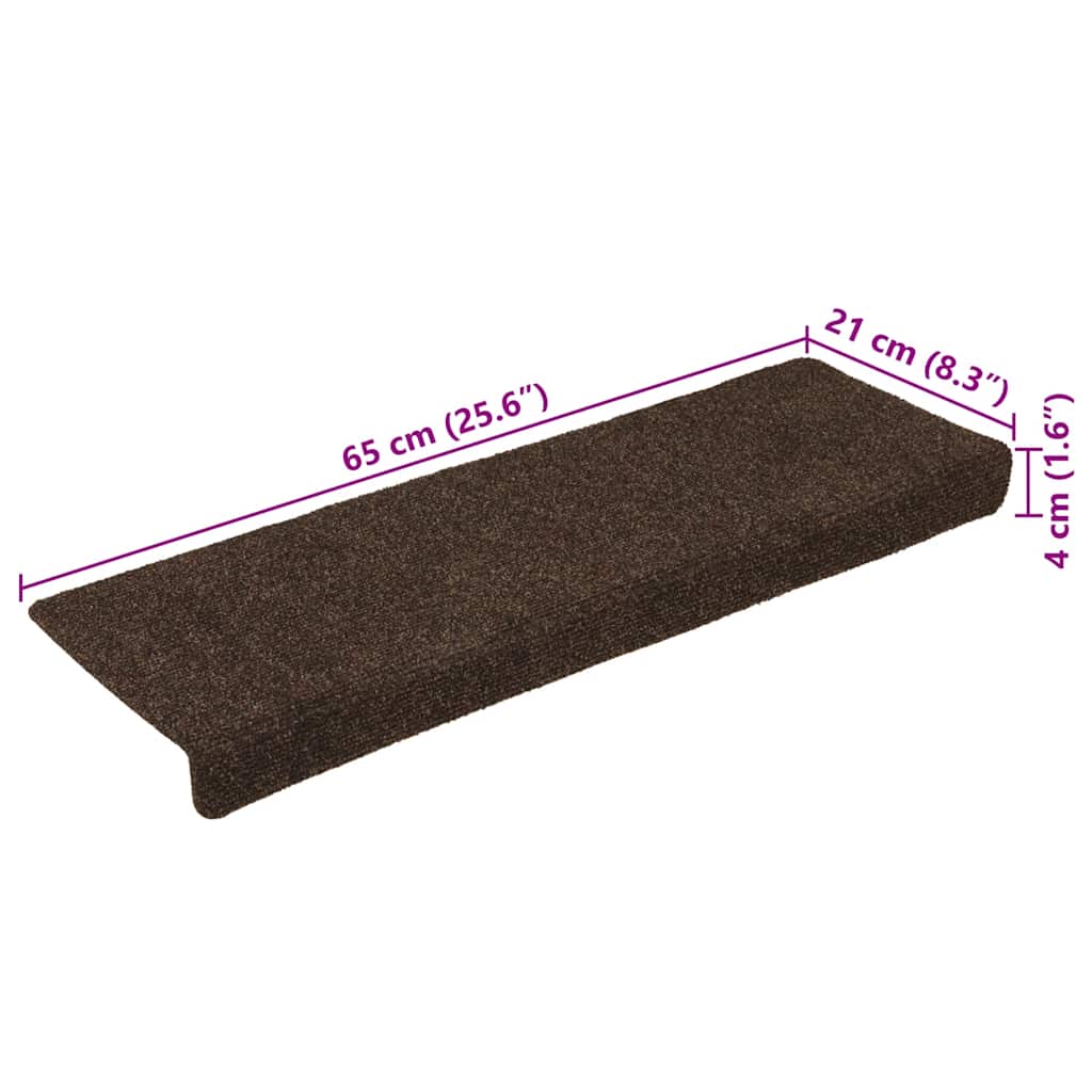 Tappetini per scale autoadesivi 15 pz 65x21x4 cm marrone bordo rettangolare | homemem39