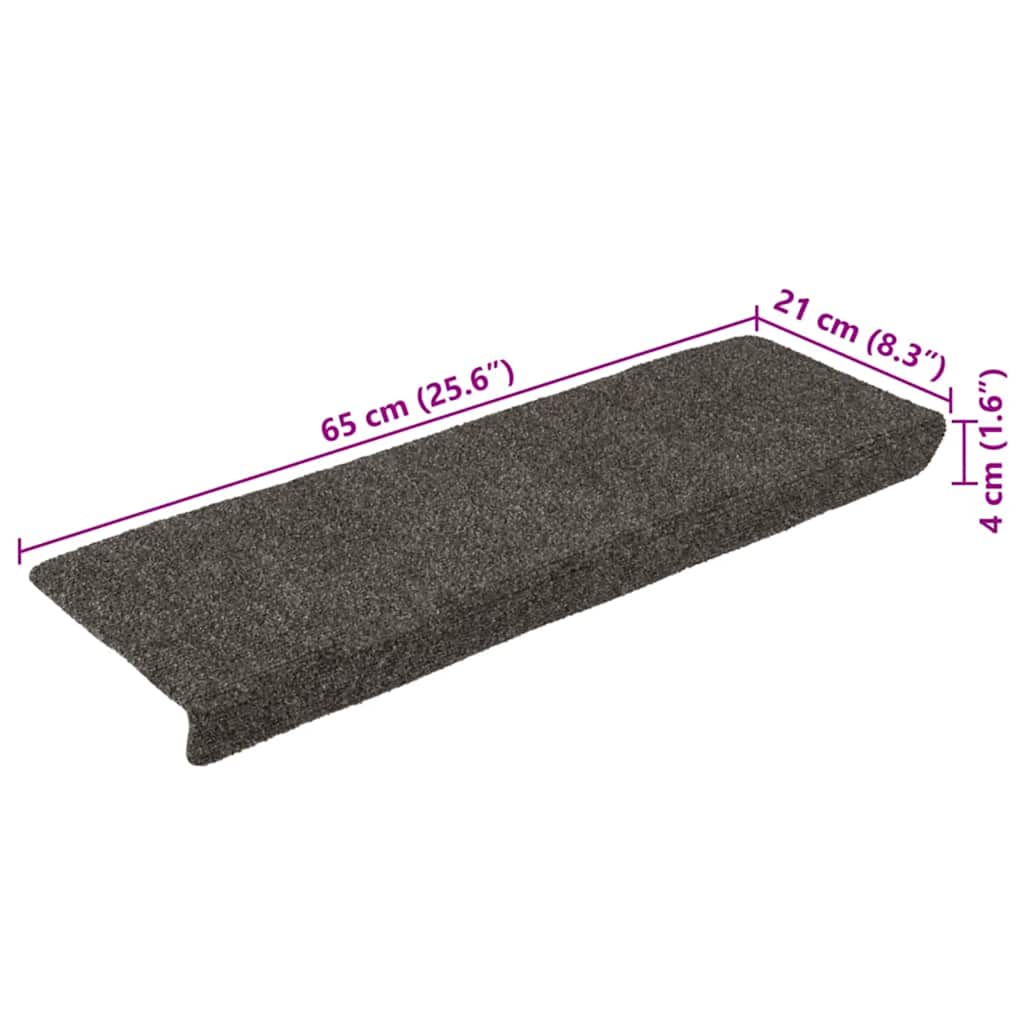 Tappetini per scale autoadesivi 15 pz 65x21x4 cm Antracite Bordo rettangolare - homemem39