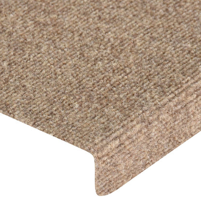 Tappetini per Scale Tessuto Agugliato 15 pz 65x21x4 cm Crema