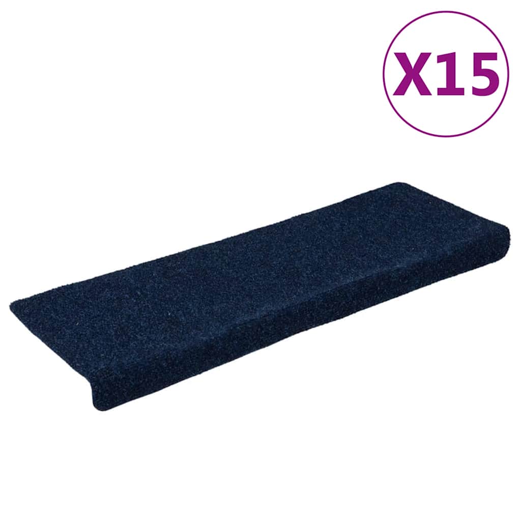 Tappetini per scale autoadesivi 15 pz 65x21x4 cm blu navy bordo rettangolare - homemem39