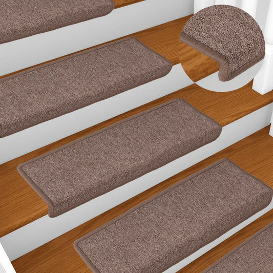 Stair mats 15 pcs 65x21x4 cm Brown