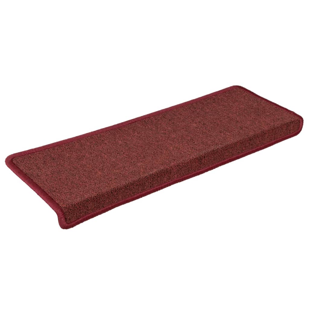 Tappetini per scale 15 pz 65x21x4 cm Bordeaux bordo rettangolare | homemem39