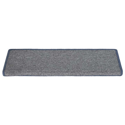 Tappetini per scale 15 pz 65x21x4 cm Grigio chiaro e blu con bordo rettangolare