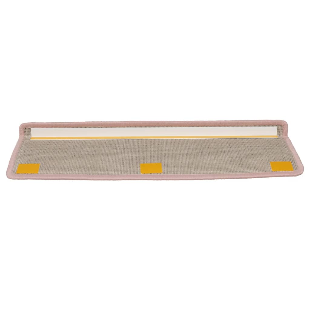 Tappetini per scale 15 pz 65x21x4 cm Rosa chiaro con bordo rettangolare