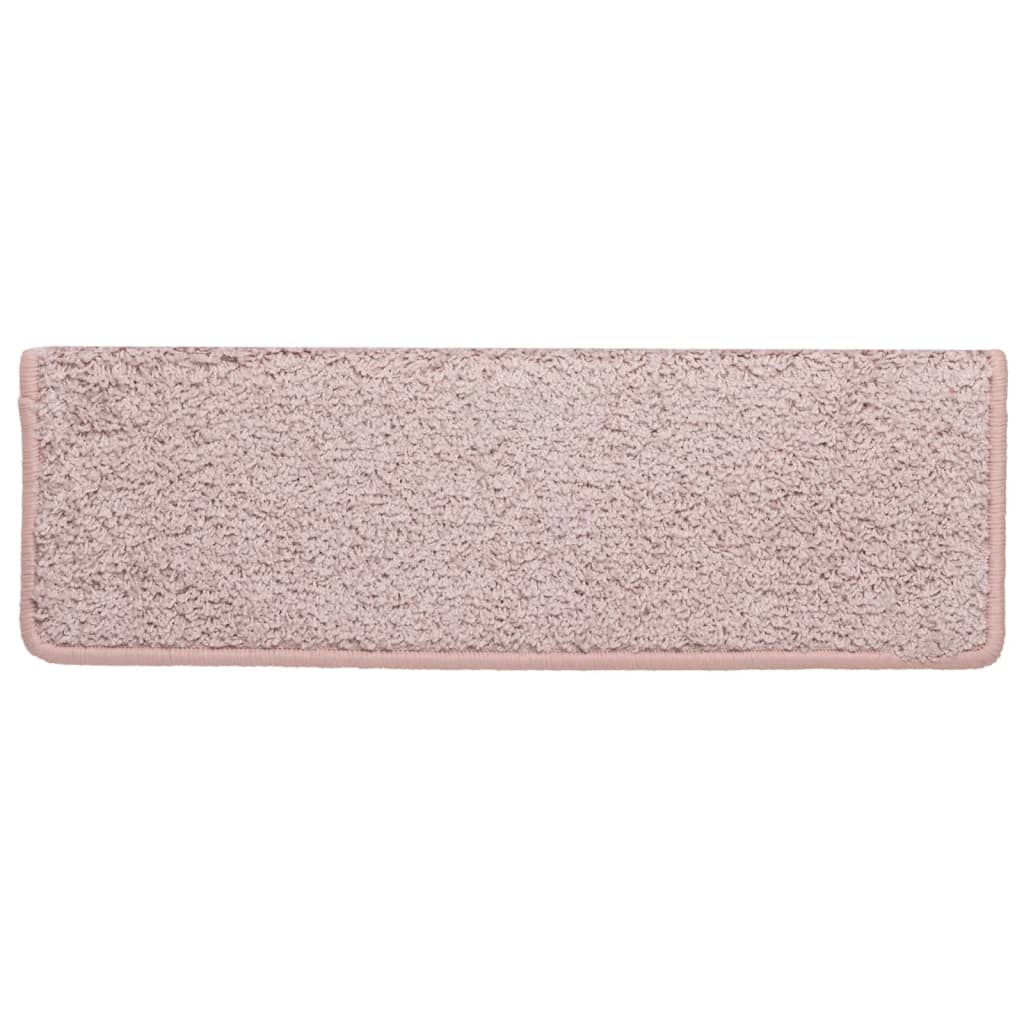 Tappetini per scale 15 pz 65x21x4 cm Rosa chiaro con bordo rettangolare