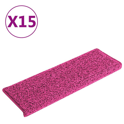 Tappetini per scale 15 pz 65x21x4 cm Rosa Bordo rettangolare | homemem39