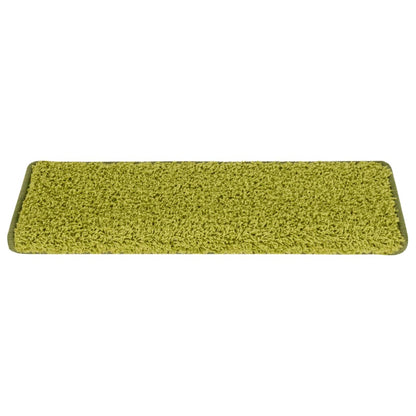 Tappetini per scale 15 pz 65x21x4 cm Verde Bordo rettangolare | homemem39