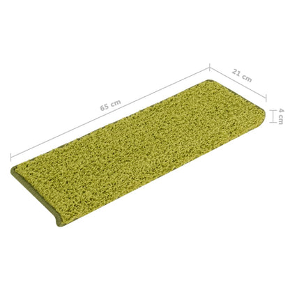 Tappetini per scale 15 pz 65x21x4 cm Verde Bordo rettangolare | homemem39