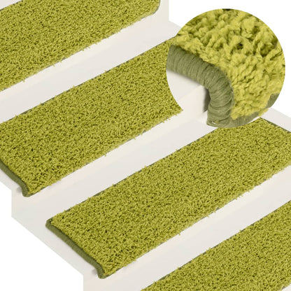 Tappetini per scale 15 pz 65x21x4 cm Verde Bordo rettangolare | homemem39