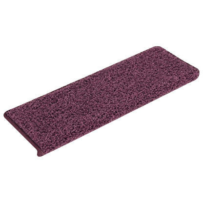 Tappetini per scale 15 pz 65x21x4 cm Viola scuro con bordo rettangolare