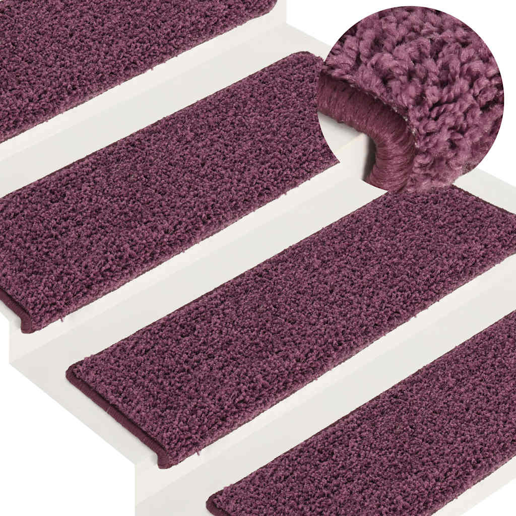 Tappetini per scale 15 pz 65x21x4 cm Viola scuro