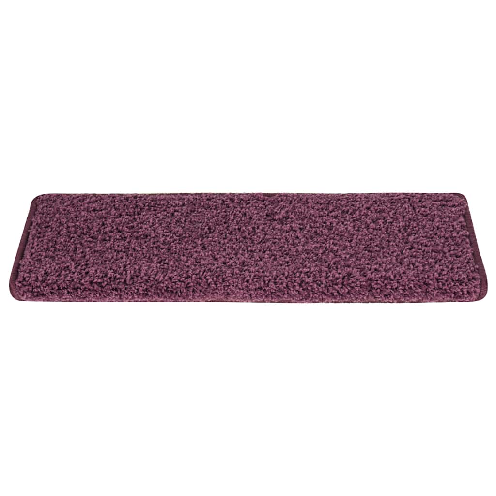 Tappetini per scale 15 pz 65x21x4 cm Viola scuro con bordo rettangolare