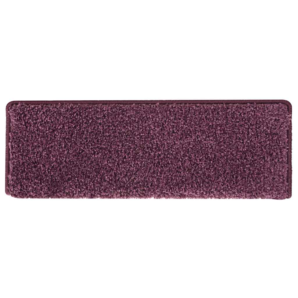 Tappetini per scale 15 pz 65x21x4 cm Viola scuro con bordo rettangolare | homemem39