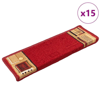 Tappetini Autoadesivi per Scale 15 pz 65x21x4 cm Rossi