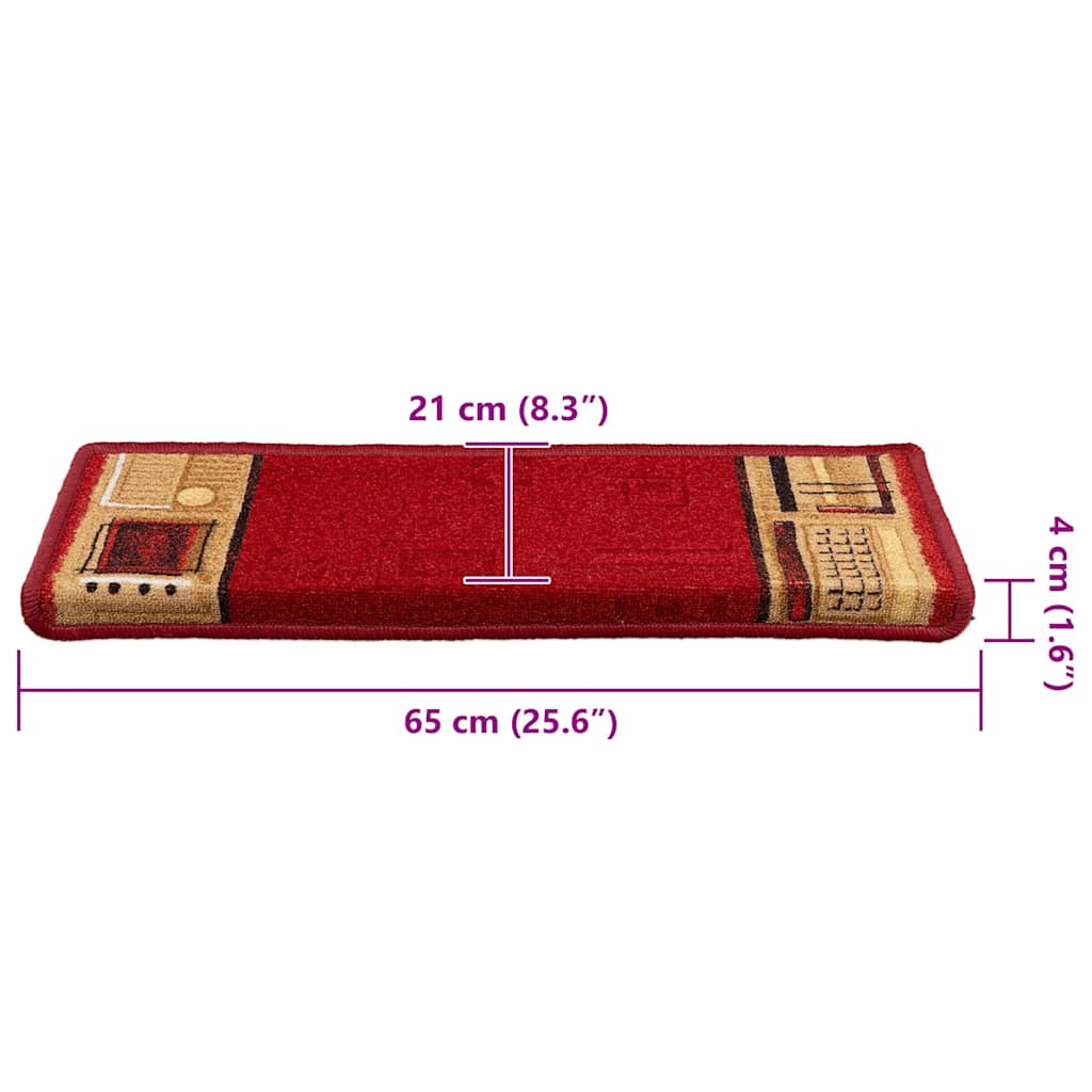 Tappetini Autoadesivi per Scale 15 pz 65x21x4 cm Rossi | homemem39