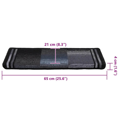 Tappetini Autoadesivi per Scale 15 pz 65x21x4 cm Neri e Grigi | homemem39
