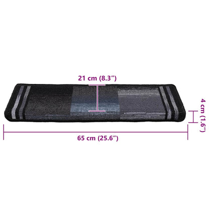 Tappetini Autoadesivi per Scale 15 pz 65x21x4 cm Neri e Grigi