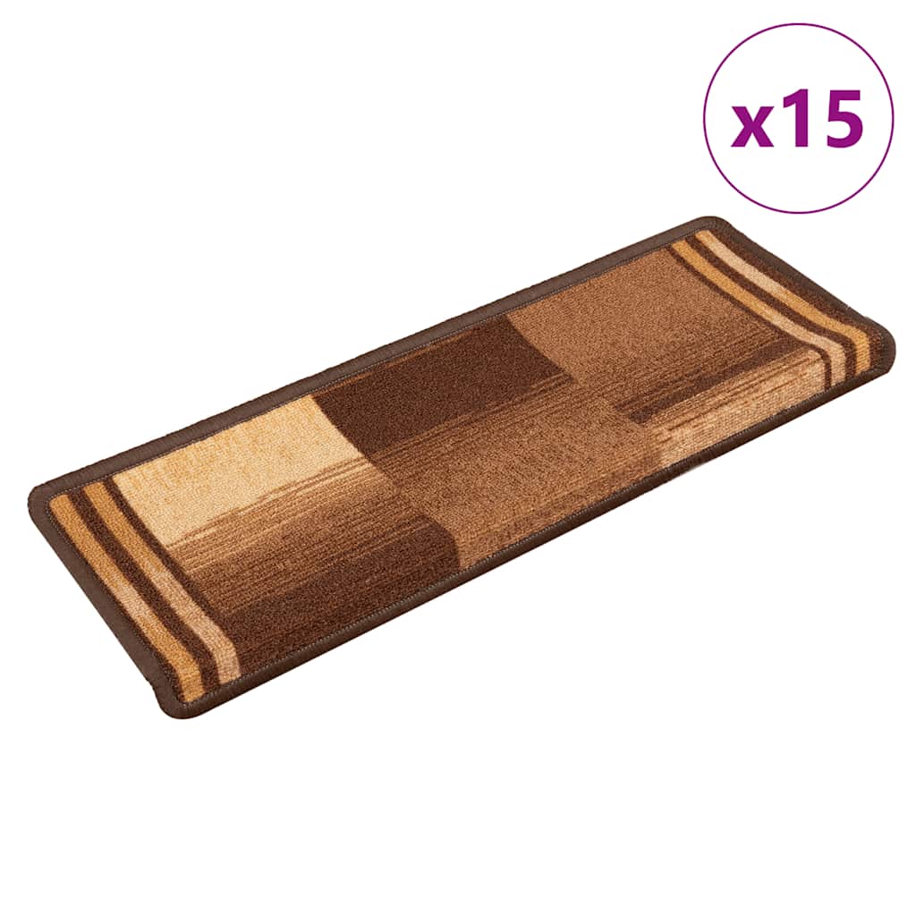 Tappetini Autoadesivi per Scale 15 pz 65x21x4 cm Marroni