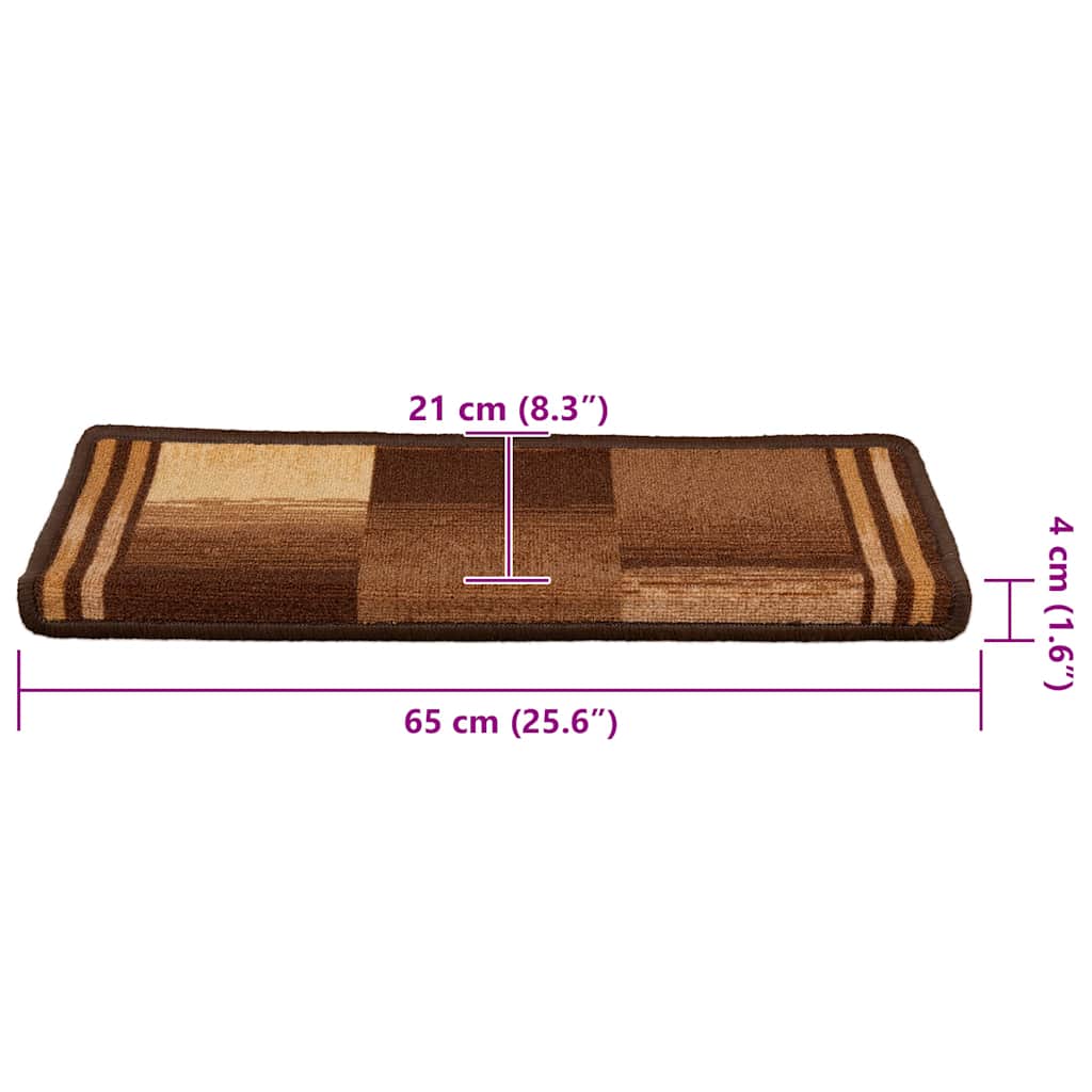 Tappetini Autoadesivi per Scale 15 pz 65x21x4 cm Marroni | homemem39