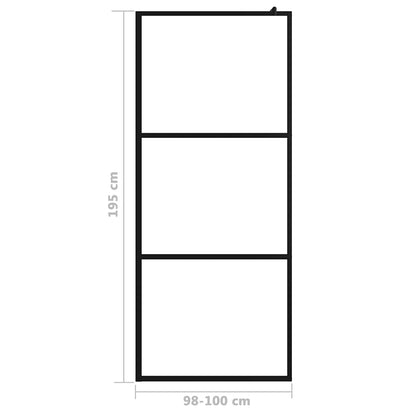 Parete Doccia Walk-in in Vetro Trasparente ESG Nera 100x195 cm | homemem39