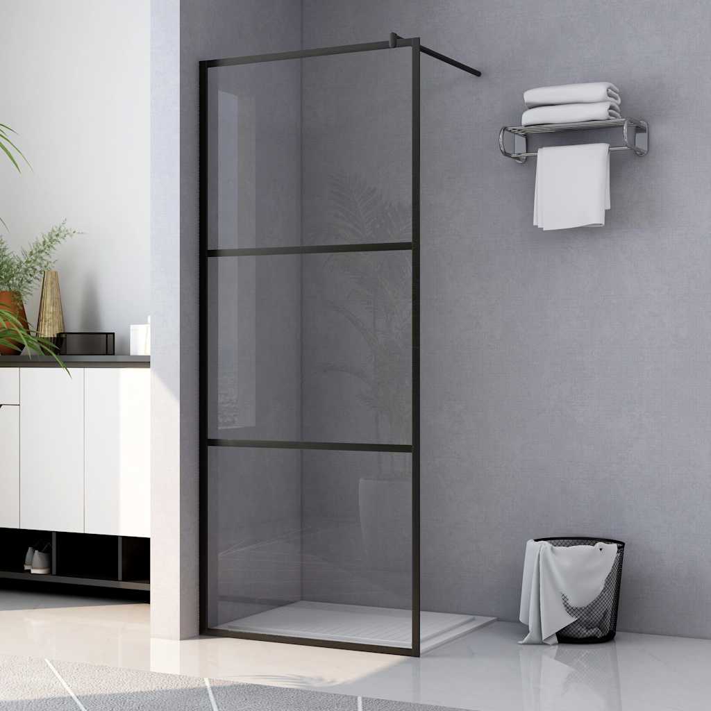 Parete Doccia Walk-in in Vetro Trasparente ESG Nera 100x195 cm | homemem39