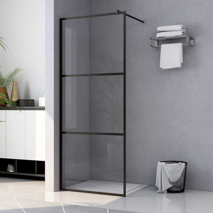 Parete Doccia Walk-in in Vetro Trasparente ESG Nera 100x195 cm | homemem39