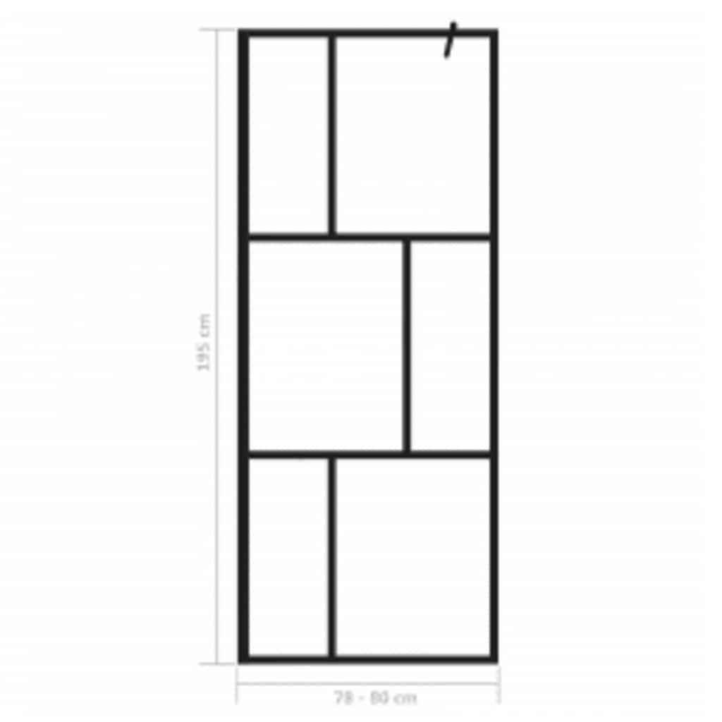 Parete per Doccia Walk-in in Vetro Temperato Nera 80x195 cm | homemem39