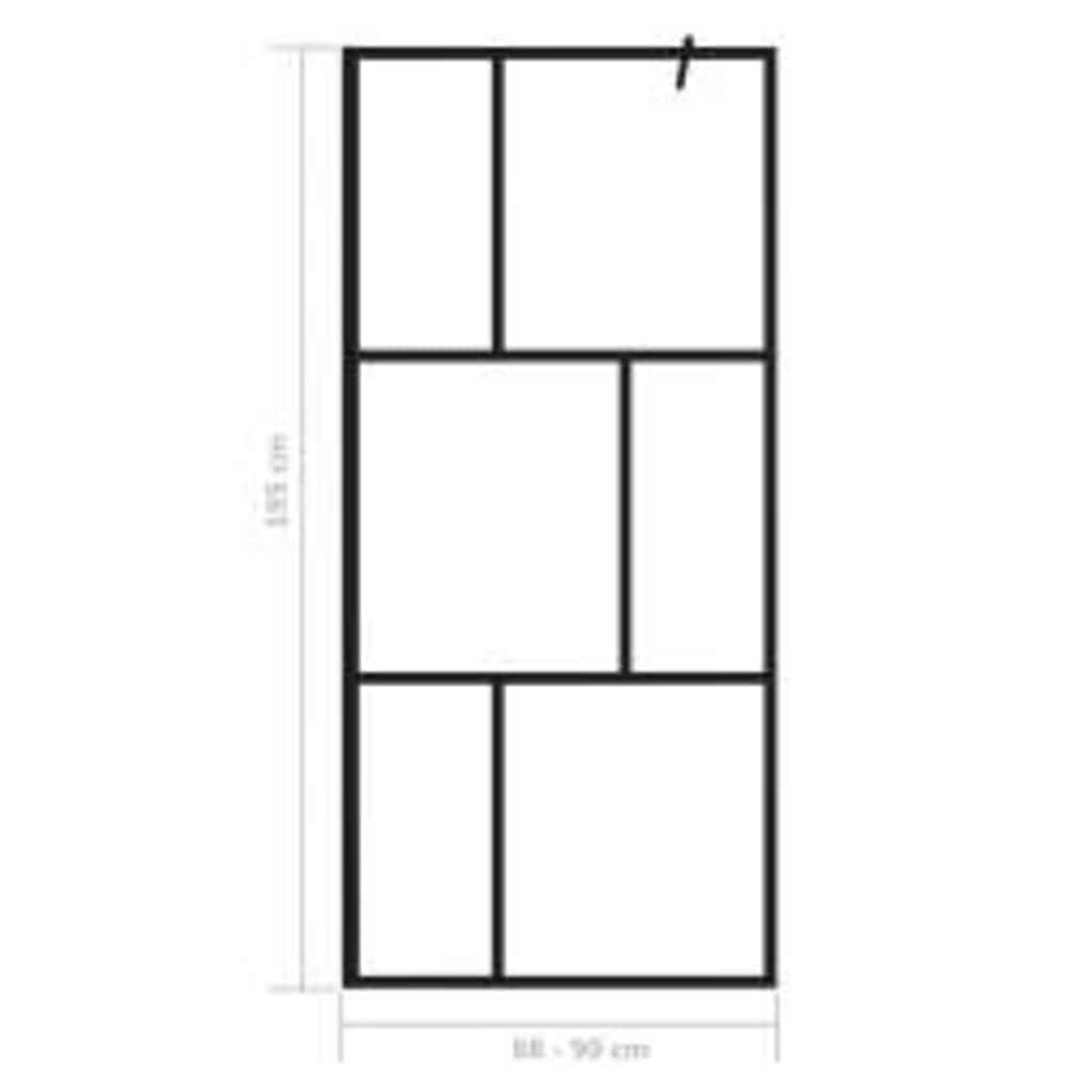 Parete per Doccia Walk-in in Vetro Temperato Nera 90x195 cm | homemem39