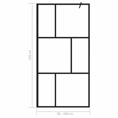 Parete per Doccia Walk-in in Vetro Temperato Nera 100x195 cm | homemem39