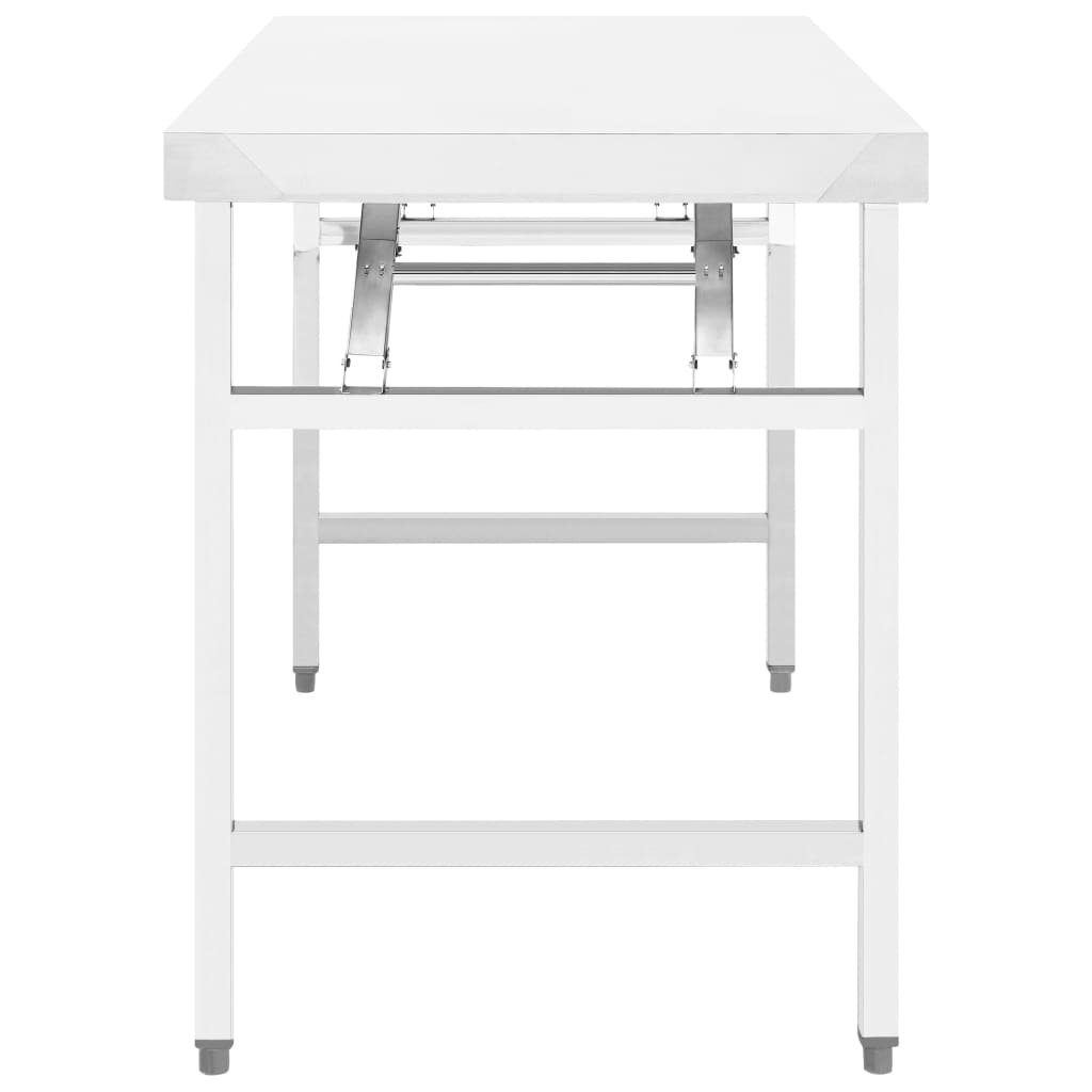 Tavolo da Lavoro Cucina Pieghevole 120x60x80 cm in Acciaio Inox | homemem39