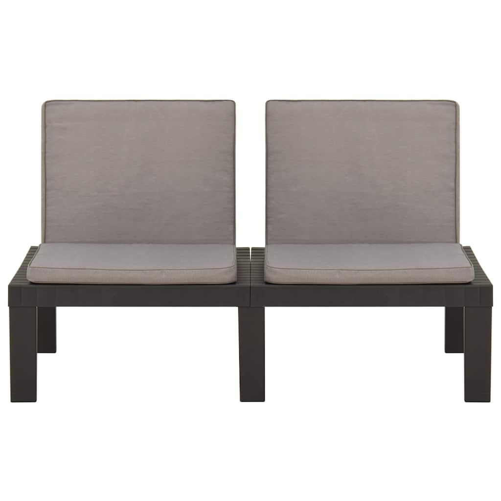 Set Divani da Giardino con Cuscini 3 pz in Plastica Grigio