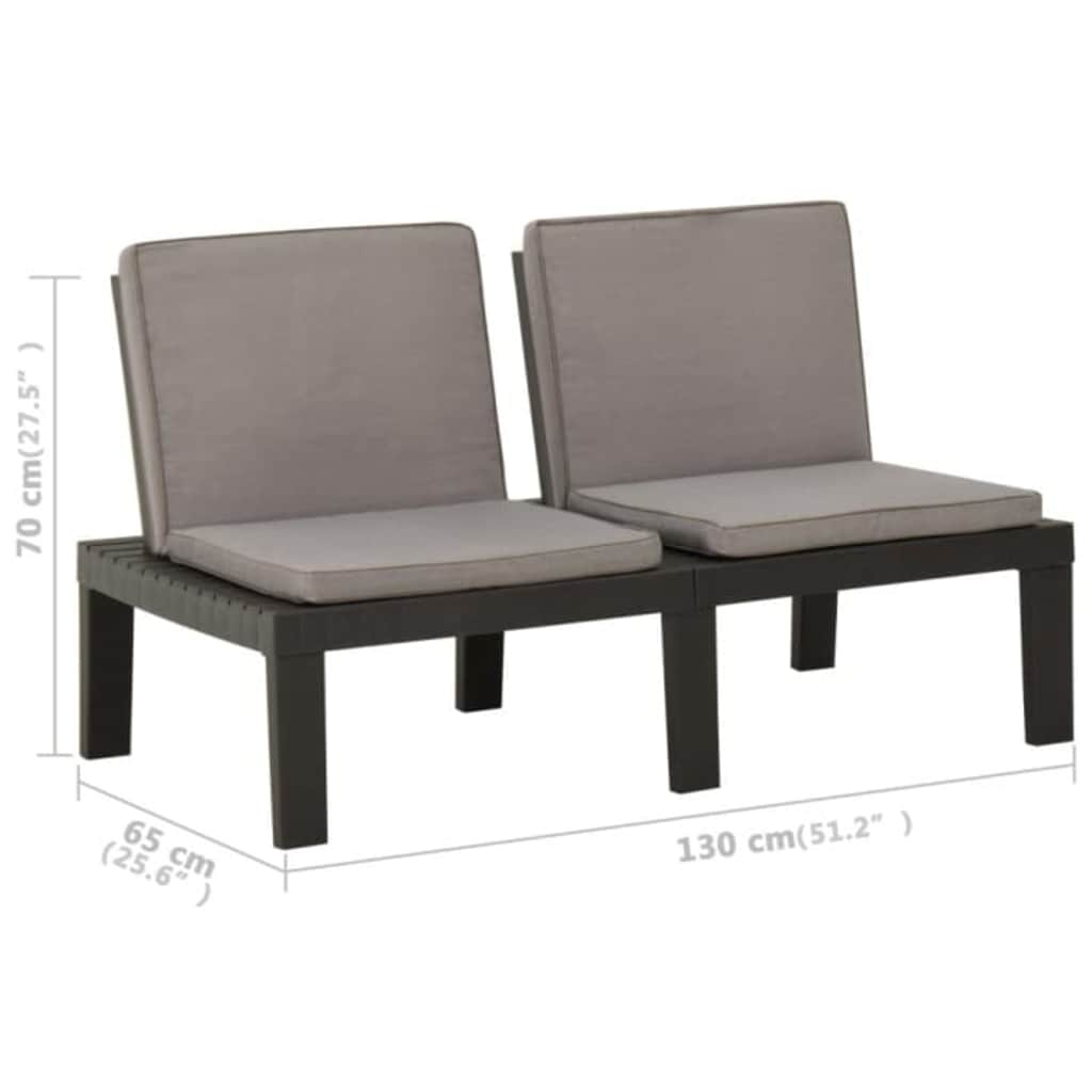 Set Divani da Giardino con Cuscini 3 pz in Plastica Grigio