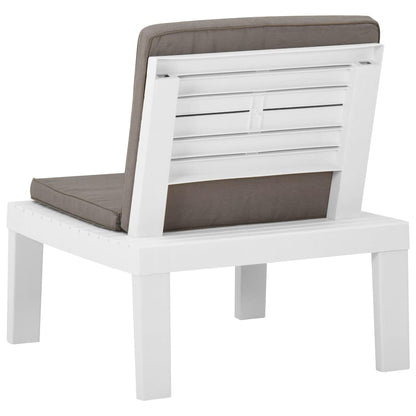 Set Divani da Giardino con Cuscini 4 pz in Plastica Bianco